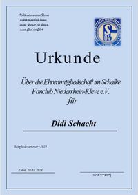 Urkunde Ehrenmitglied Didi Schacht